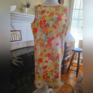 Liz Claiborne 100 Cotton 14 P Sleeveless Floral Sheath Dress